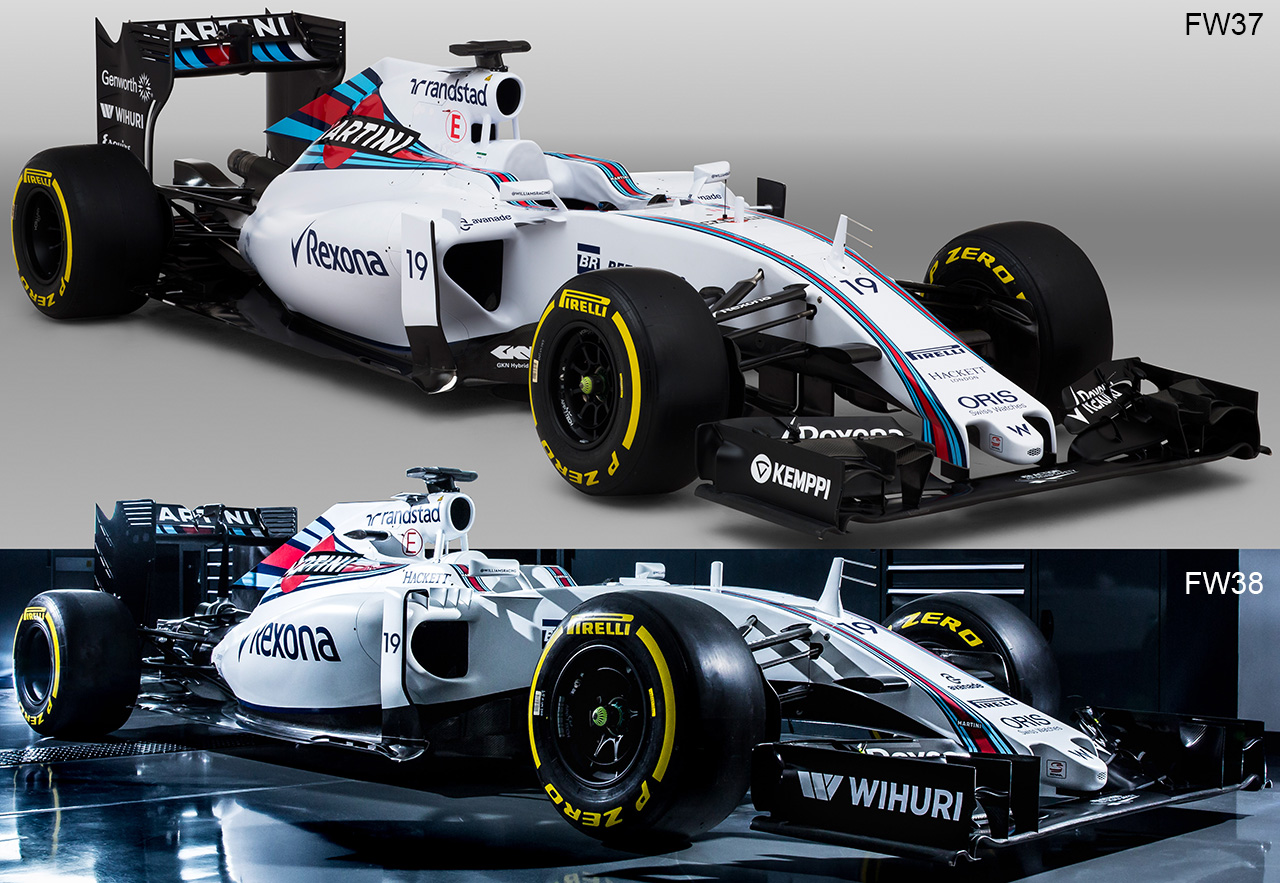Srovnání loňského FW37 s novým Williamsem FW38